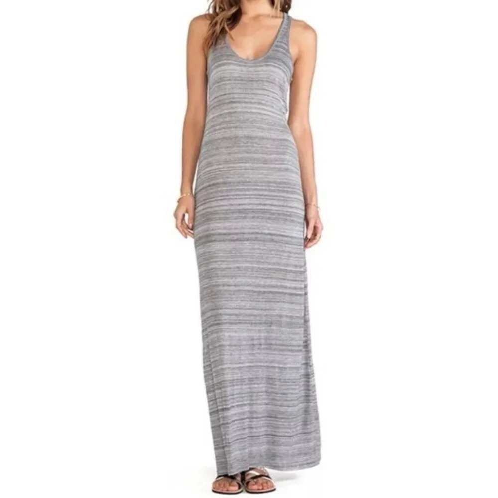 Vince Grey Space Dye Striped Racerback Maxi Dress Small NWT